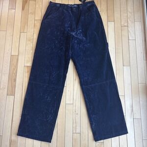 NWT Koman Jeans Faux Suede Blue Carpenter Flat Outdoor Pants Mens Size 32X32